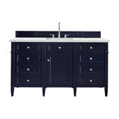  Brittany 60'' Single Vanity in Victory Blue with 3cm (1-3/8'') Thick Ethereal Noctis Quartz Top and Rectangle Undermount Sink