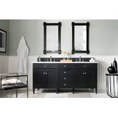  Brittany 72'' Double Bathroom Vanity, Black Onyx and Satin Nickel Hardware - 70-3/4'' W x 23'' D x 32-3/4'' H