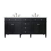  Brittany 72'' Double Vanity in Black Onyx with 3cm (1-3/8'') Thick Ethereal Noctis Quartz Top and Rectangle Undermount Sinks