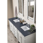  Brittany Bright White Double Vanity with 3cm Charcoal Soapstone Quartz Top w/ Sink 72'' W x 23-1/2'' D x 34'' H