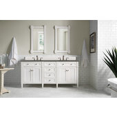 Brittany Bright White Double Vanity with 3cm Grey Expo Quartz Top w/ Sink 72'' W x 23-1/2'' D x 34'' H