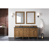  Brittany Saddle Brown Double Vanity with 3cm Charcoal Soapstone Quartz Top w/ Sink 72'' W x 23-1/2'' D x 34'' H