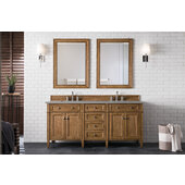  Brittany Saddle Brown Double Vanity with 3cm Grey Expo Quartz Top w/ Sink 72'' W x 23-1/2'' D x 34'' H