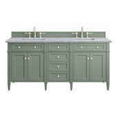  Brittany 72'' Double Vanity in Smokey Celadon with 3cm (1-3/8'') Thick Carrara Marble Top and Rectangle Undermount Sinks