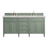  Brittany 72'' Double Vanity in Smokey Celadon with 3cm (1-3/8'') Thick Eternal Jasmine Pearl Top and Rectangle Undermount Sinks