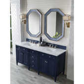  Brittany 72'' Double Bathroom Vanity Set in Victory Blue Finish with 1-1/5'' Carrara Marble Top and Sinks