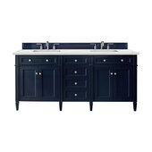  Brittany 72'' Double Vanity in Victory Blue with 3cm (1-3/8'') Thick Ethereal Noctis Quartz Top and Rectangle Undermount Sinks