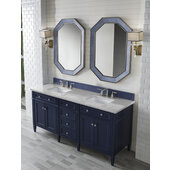  Brittany Victory Blue Double Vanity with 3cm Eternal Serena Quartz Top w/ Sink 72'' W x 23-1/2'' D x 34'' H