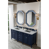  Brittany 72'' Double Bathroom Vanity Set in Victory Blue Finish with 1-1/5'' Eternal Jasmine Pearl Quartz Top and Sinks