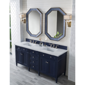  Brittany 72'' Double Bathroom Vanity Set in Victory Blue Finish with 1-1/5'' Classic White Quartz Top and Sinks