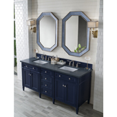  Brittany 72'' Double Bathroom Vanity Set in Victory Blue Finish with 1-3/8'' Charcoal Soapstone Quartz Top and Sinks