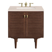  Amberly 30'' Single Vanity in Mid-Century Walnut with 3cm (1-3/8'') Thick Eternal Marfil Top and Rectangle Undermount Sink
