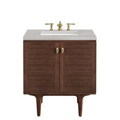  Amberly 30'' Single Vanity in Mid-Century Walnut with 3cm (1-3/8'') Thick Eternal Serena Top and Rectangle Undermount Sink