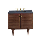  Amberly 36'' Single Vanity in Mid-Century Walnut with 3cm (1-3/8'') Thick Charcoal Soapstone Top and Rectangle Undermount Sink