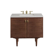  Amberly 36'' Single Vanity in Mid-Century Walnut with 3cm (1-3/8'') Thick Eternal Serena Top and Rectangle Undermount Sink