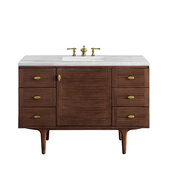  Amberly 48'' Single Vanity in Mid-Century Walnut with 3cm (1-3/8'') Thick Arctic Fall Top and Rectangle Undermount Sink