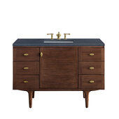  Amberly 48'' Single Vanity in Mid-Century Walnut with 3cm (1-3/8'') Thick Charcoal Soapstone Top and Rectangle Undermount Sink