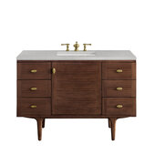  Amberly 48'' Single Vanity in Mid-Century Walnut with 3cm (1-3/8'') Thick Eternal Serena Top and Rectangle Undermount Sink