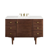  Amberly 48'' Single Vanity in Mid-Century Walnut with 3cm (1-3/8'') Thick White Zeus Top and Rectangle Undermount Sink