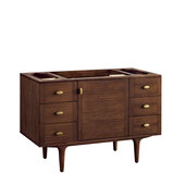  Amberly 48'' Single Vanity in Mid-Century Walnut, Base Cabinet Only