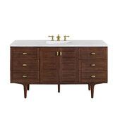  Amberly 60'' Single Vanity in Mid-Century Walnut with 3cm (1-3/8'') Thick Arctic Fall Top and Rectangle Undermount Sink
