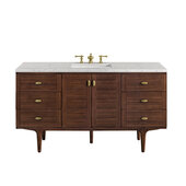  Amberly 60'' Single Vanity in Mid-Century Walnut with 3cm (1-3/8'') Thick Eternal Jasmine Pearl Top and Rectangle Undermount Sink