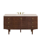  Amberly 60'' Single Vanity in Mid-Century Walnut with 3cm (1-3/8'') Thick Eternal Marfil Top and Rectangle Undermount Sink