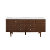  Amberly 72'' Double Vanity in Mid-Century Walnut with 3cm (1-3/8'') Thick White Zeus Top and Rectangle Undermount Sinks