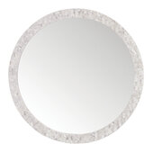  Callie 30'' Diameter Wall Mounted Round Mirror with White Mother of Pearl Frame
