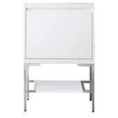  Milan 23-5/8'' W Single Vanity Cabinet in Glossy White and Brushed Nickel Metal Base Only (No Top)