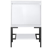  Milan 23-5/8'' W Single Vanity Cabinet in Glossy White and Matte Black Metal Base Only (No Top)
