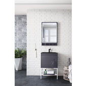  Milan 23-5/8'' W Single Vanity Cabinet, Modern Grey Glossy, Glossy White with Charcoal Black Composite Top, 23-5/8'' W x 18-1/8'' D x 36'' H