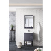  Milan 23-5/8'' W Single Vanity Cabinet, Modern Grey Glossy, Matte Black with Glossy White Composite Top, 23-5/8'' W x 18-1/8'' D x 36'' H
