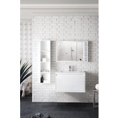  Milan 31-1/2'' W Single Vanity Cabinet, Glossy White with Glossy White Composite Top, 31-1/2'' W x 18-1/8'' D x 20-5/8'' H