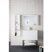  Milan 31-1/2'' W Single Vanity Cabinet, Glossy White, Matte Black with Glossy White Composite Top, 31-1/2'' W x 18-1/8'' D x 36'' H