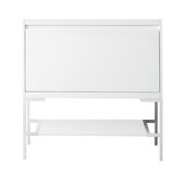  Milan 35-3/8'' W Single Vanity Cabinet in Glossy White and Glossy White Metal Base Only (No Top)