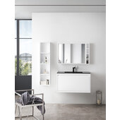  Milan 35-3/8'' W Single Vanity Cabinet, Glossy White with Charcoal Black Composite Top, 35-3/8'' W x 18-1/8'' D x 20-5/8'' H