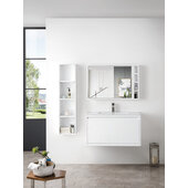  Milan 35-3/8'' W Single Vanity Cabinet, Glossy White with Glossy White Composite Top, 35-3/8'' W x 18-1/8'' D x 20-5/8'' H