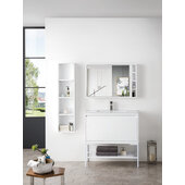  Milan 35-3/8'' W Single Vanity Cabinet, Glossy White, Glossy White with Glossy White Composite Top, 35-3/8'' W x 18-1/8'' D x 36'' H