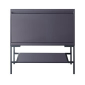  Milan 35-3/8'' W Single Vanity Cabinet in Modern Grey Glossy and Matte Black Metal Base Only (No Top)