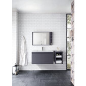  Milan 35-3/8'' W Single Vanity Cabinet, Modern Grey Glossy with Glossy White Composite Top, 35-3/8'' W x 18-1/8'' D x 20-5/8'' H