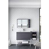  Milan 35-3/8'' W Single Vanity Cabinet, Modern Grey Glossy, Glossy White with Glossy White Composite Top, 35-3/8'' W x 18-1/8'' D x 36'' H