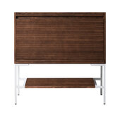  Milan 35-3/8'' W Single Vanity Cabinet in Mid Century Walnut and Glossy White Metal Base Only (No Top)