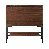  Milan 35-3/8'' W Single Vanity Cabinet in Mid Century Walnut and Matte Black Metal Base Only (No Top)