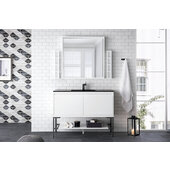  Milan 47-5/16'' W Single Vanity Cabinet, Glossy White, Matte Black with Charcoal Black Composite Top, 47-5/16'' W x 18-1/8'' D x 36'' H