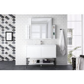  Milan 47-5/16'' W Single Vanity Cabinet, Glossy White, Matte Black with Glossy White Composite Top, 47-5/16'' W x 18-1/8'' D x 36'' H