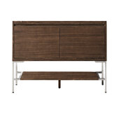  Milan 47-5/16'' W Single Vanity Cabinet in Mid Century Walnut and Brushed Nickel Metal Base Only (No Top)