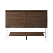  Milan 47-5/16'' W Single Vanity Cabinet in Mid Century Walnut and Glossy White Metal Base Only (No Top)