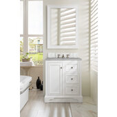  De Soto 30'' Single Bathroom Vanity, Bright White with 3 cm Eternal Serena Quartz Top and Satin Nickel Hardware - 31-1/4''W x 23-1/2''D x 36-1/4''H