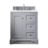  De Soto 30'' Single Vanity in Silver Gray with 3cm (1-3/8'') Thick Ethereal Noctis Quartz Top and Rectangle Undermount Sink